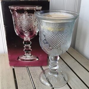 Vintage Avon Heart and Diamond Fostoria Loving Cup Candle Holder NIB
